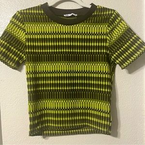 Zara Green and Brown Patterned Shirt Size Small